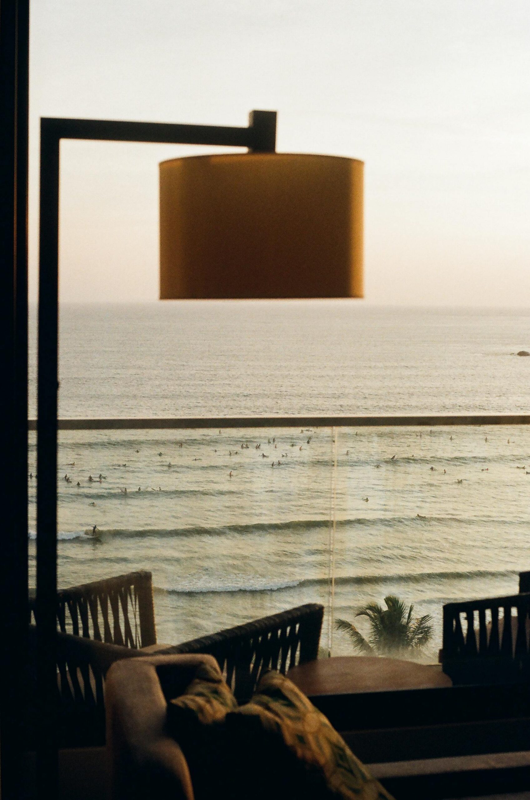 Miami apartment with Biscayne Bay view at sunset and modern cozy furnishings